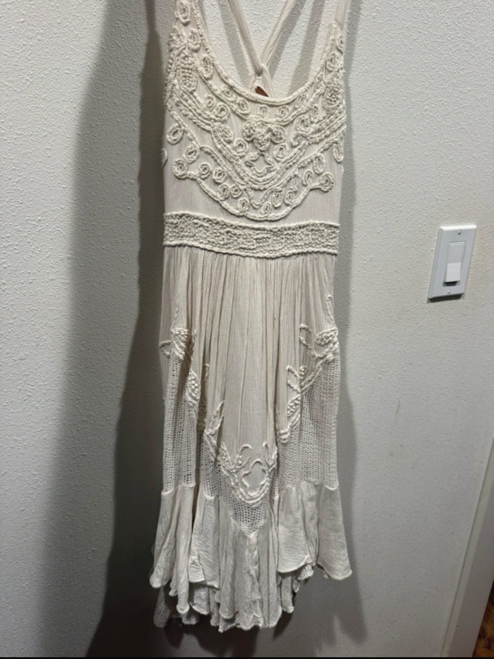 Free People Cream Backless Crochet Maxi Dress